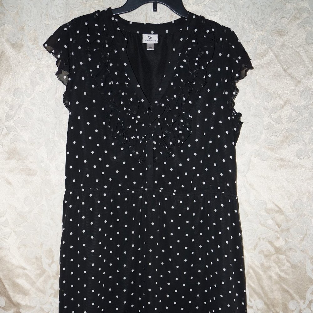 Worthington Black Polka Dot Ruffle Dress